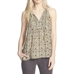 Joie Shara Printed Silk Sleeveless Blouse green